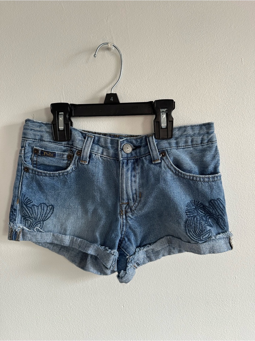 Ralph Lauren Blue Embroidered Denim Shorts Girls size 10